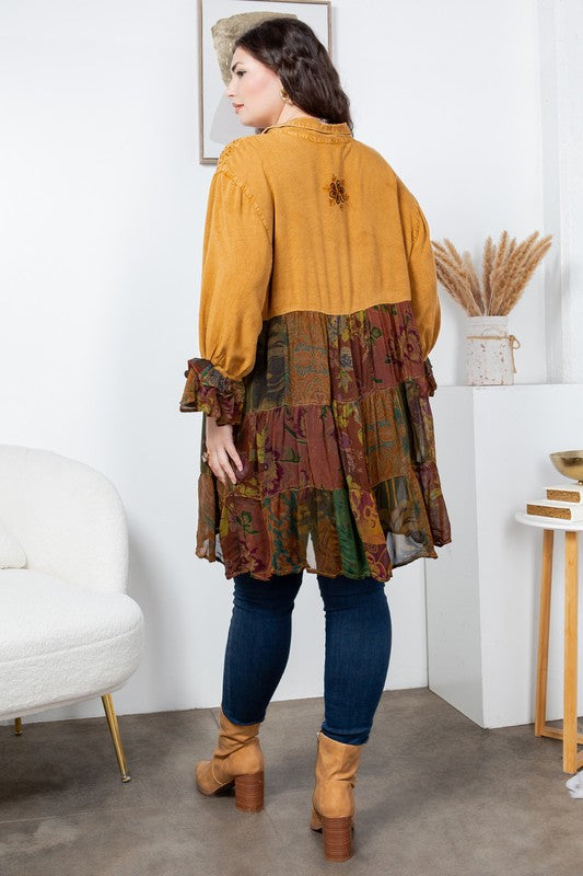 Plus Boho Patchwork Jhabla Top