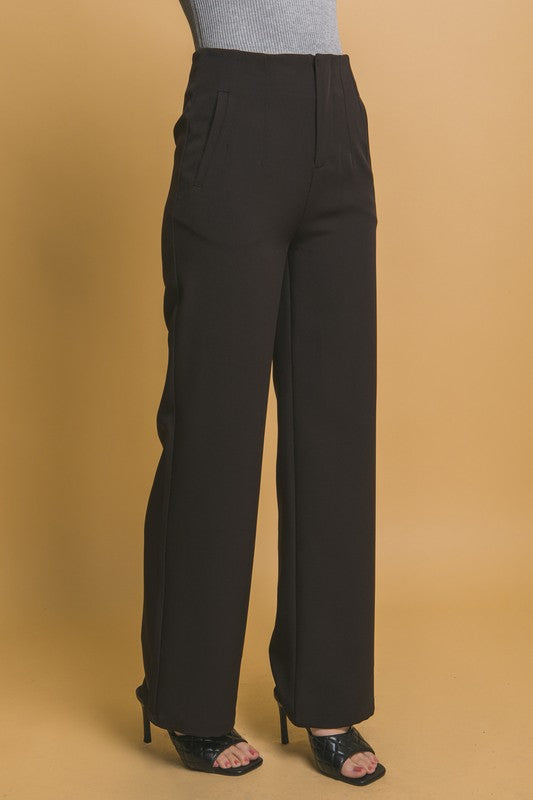 Classic Fit Pleated Pants Blk