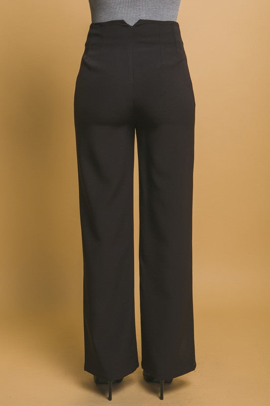 Classic Fit Pleated Pants Blk