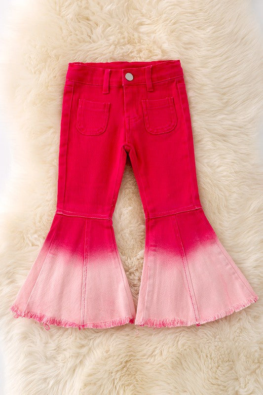Girls Tie Dye Fuchsia Bell Jeans