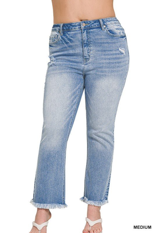 Plus Raw Hem Cropped Jean