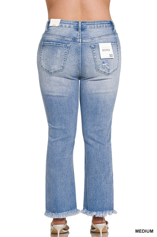 Plus Raw Hem Cropped Jean