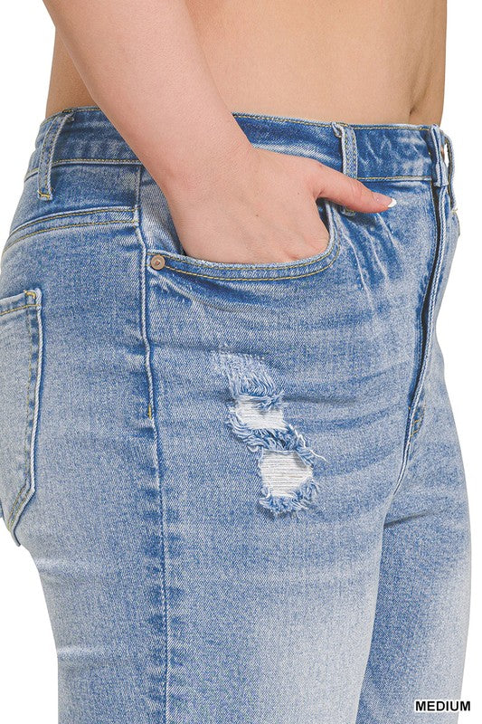 Plus Raw Hem Cropped Jean