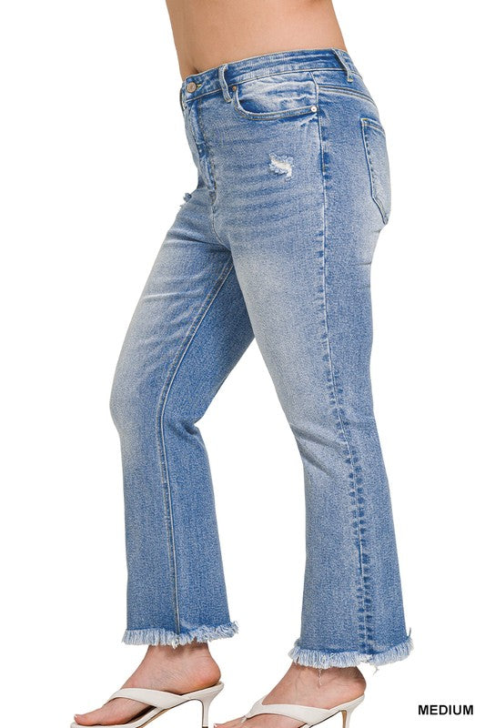 Plus Raw Hem Cropped Jean