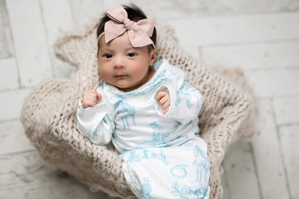 Infant Cowboy Baby Gown Hat Set 0-3mo