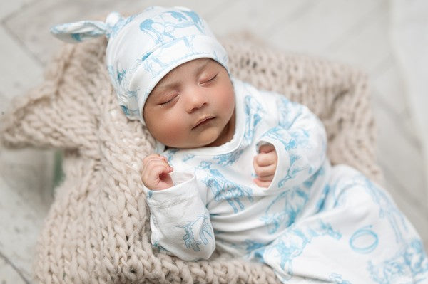 Infant Cowboy Baby Gown Hat Set 0-3mo