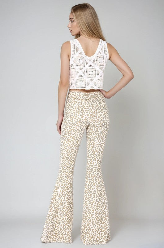 Boho Leopard Print Bellbottom Jeans