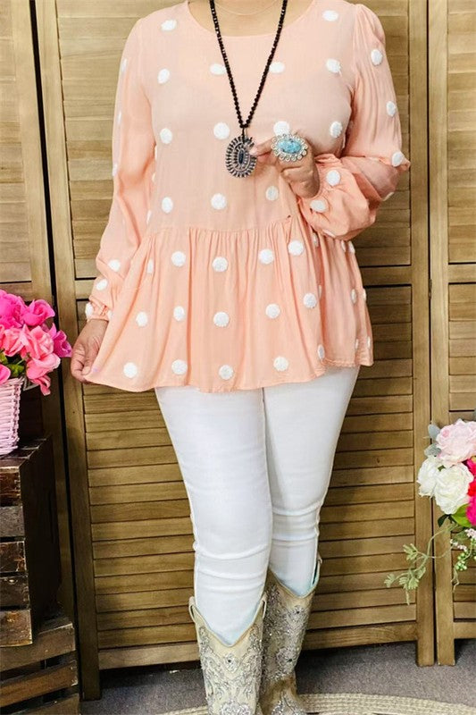 Plus Long Sleeve Baby Doll Top