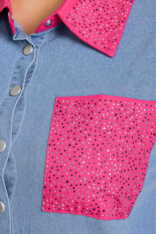 Plus Denim Pink Sparkle Pkt
