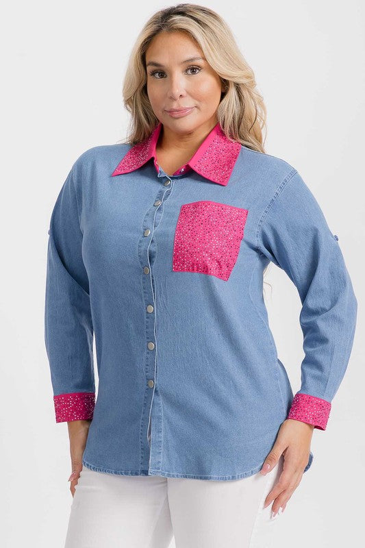 Plus Denim Pink Sparkle Pkt