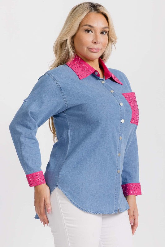 Plus Denim Pink Sparkle Pkt