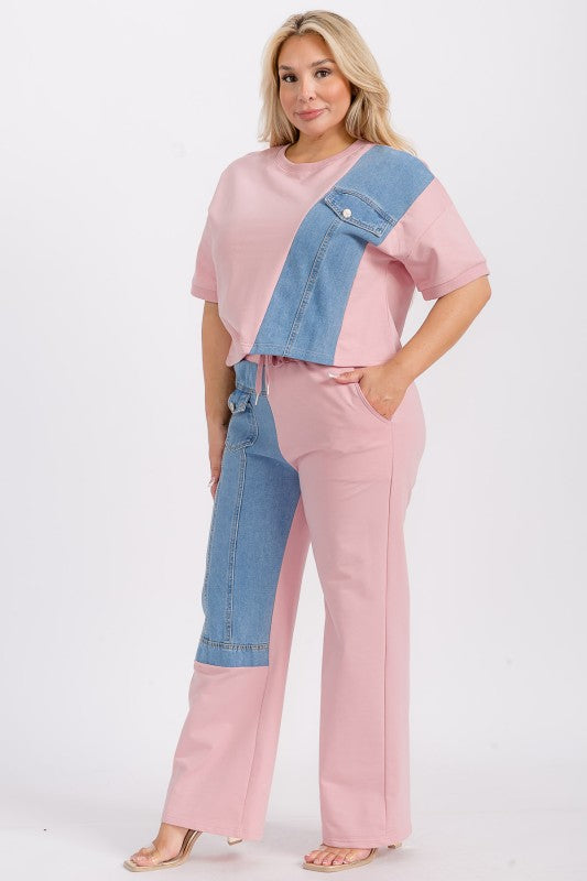 Plus Pnk/Blue Two-Piece Set