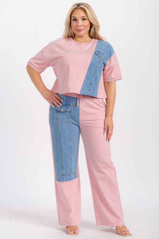 Plus Pnk/Blue Two-Piece Set