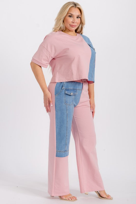 Plus Pnk/Blue Two-Piece Set