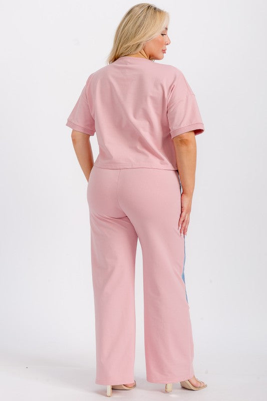 Plus Pnk/Blue Two-Piece Set