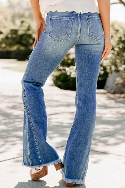 High Waist Slim Flared Jeans