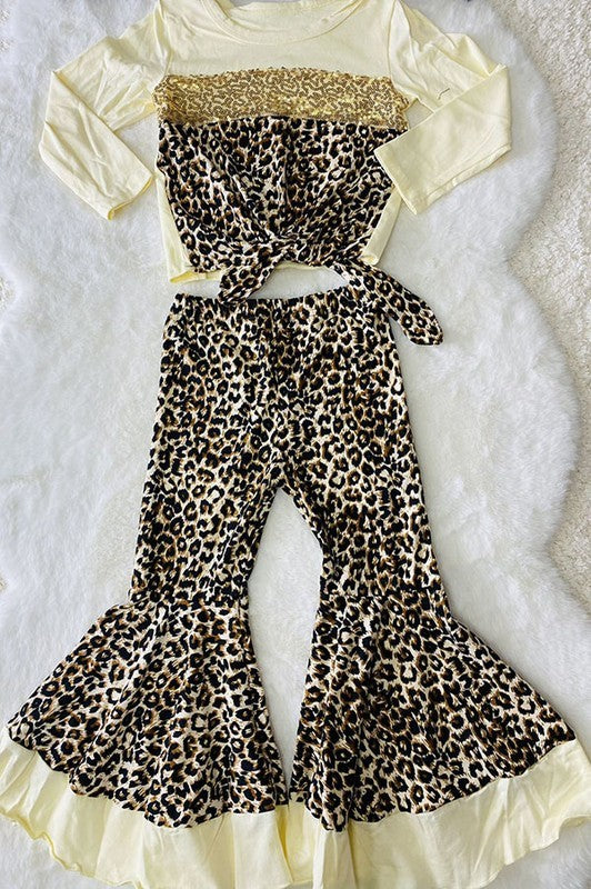Girls Sequin and Leopard Print Set