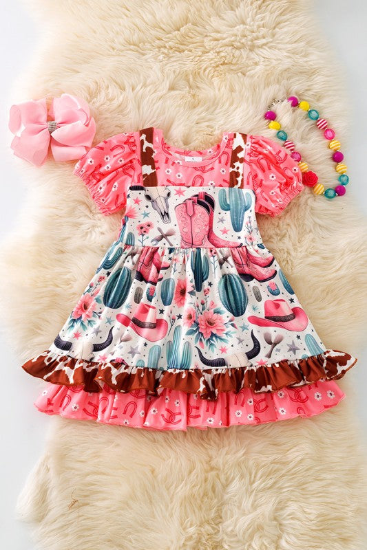 Girls Wild West Dress w/ Bubble Sleeve