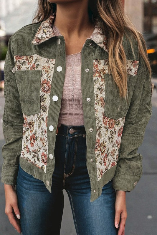 Ribbed Retro Floral Jacket