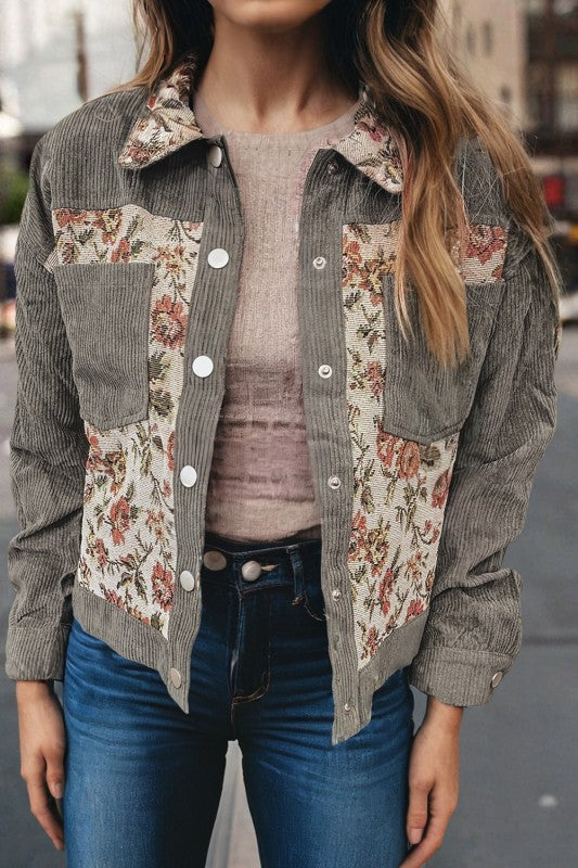 Ribbed Retro Floral Jacket
