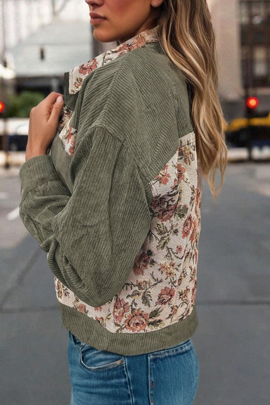 Ribbed Retro Floral Jacket