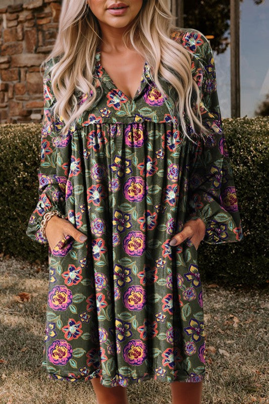 Floral Print Shift Mini Dress