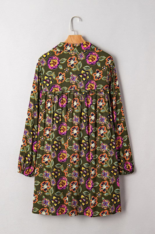 Floral Print Shift Mini Dress