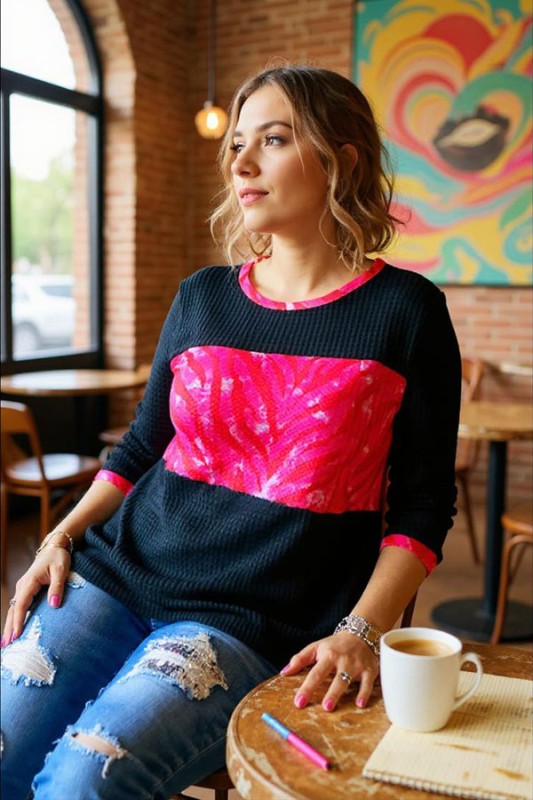 Knitted 3/4 Sleeve Loose Blouse