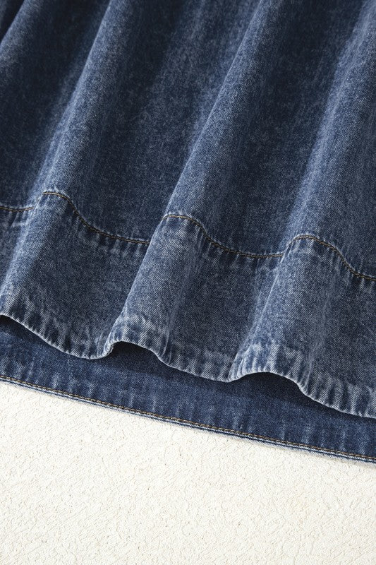 Pleated Denim Mini Dress