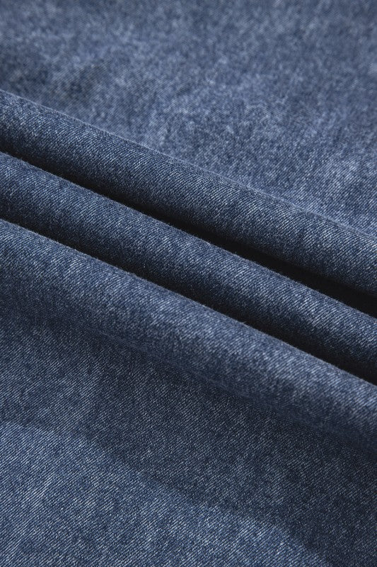 Pleated Denim Mini Dress