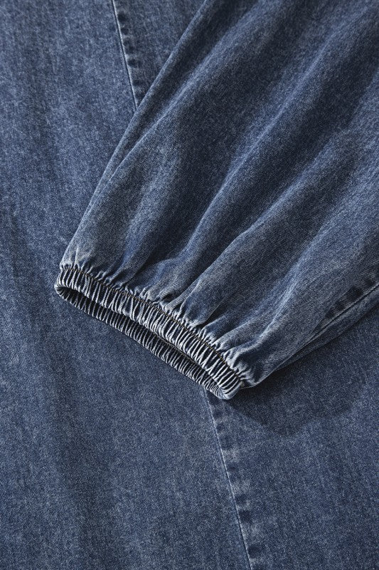 Pleated Denim Mini Dress