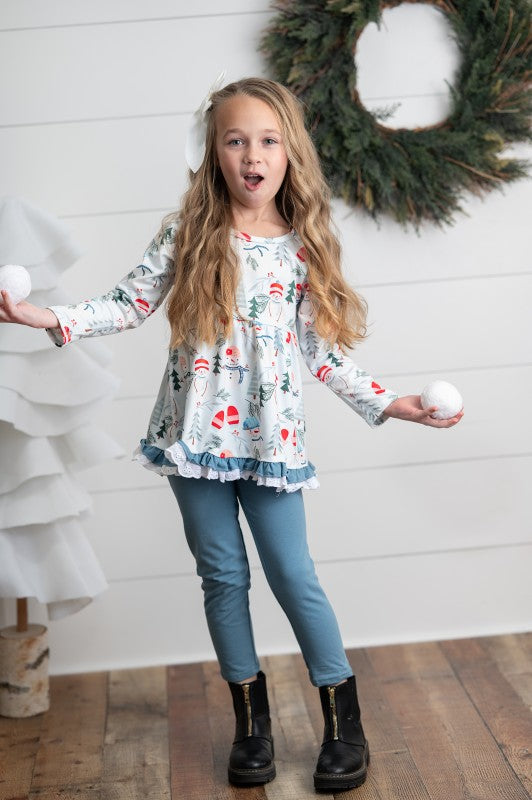 Girls Snowman Ruffle Set