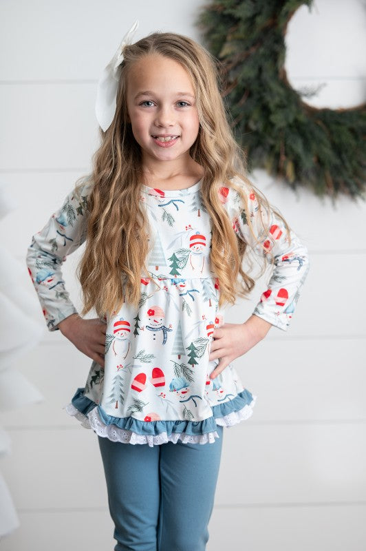 Girls Snowman Ruffle Set