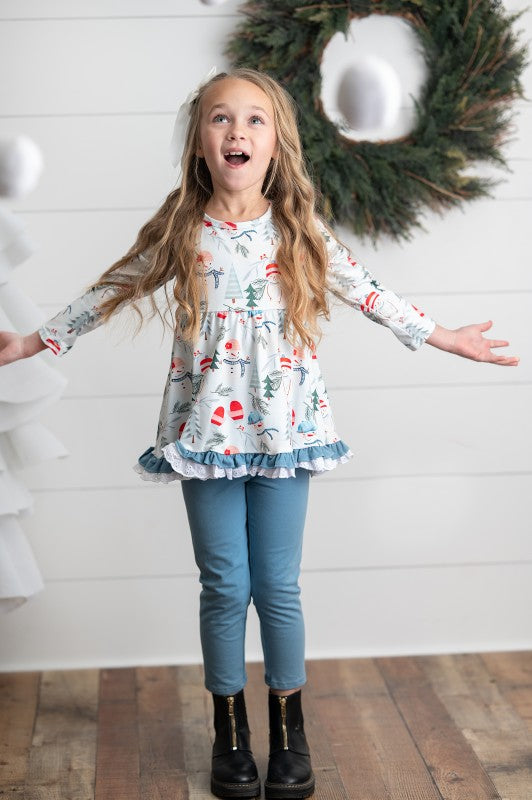 Girls Snowman Ruffle Set