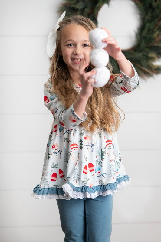 Girls Snowman Ruffle Set