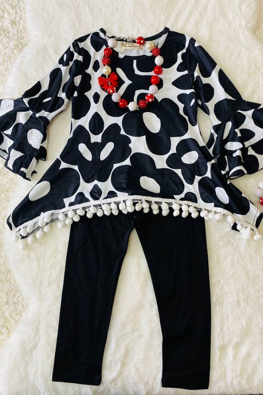 Girls High Low Floral Top/Legging Set