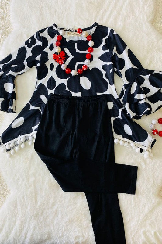 Girls High Low Floral Top/Legging Set