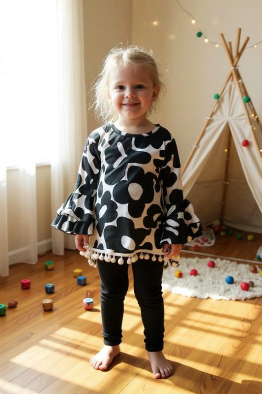 Girls High Low Floral Top/Legging Set