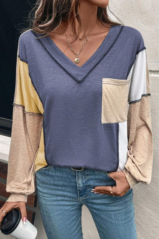 Colorblock Long Sleeve Top