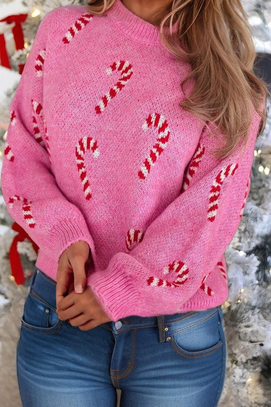 Pink Candy Cane Sweater