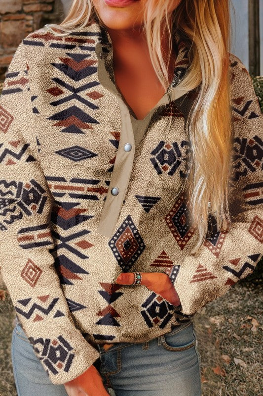 Western Aztec Plush Sweatshirt
