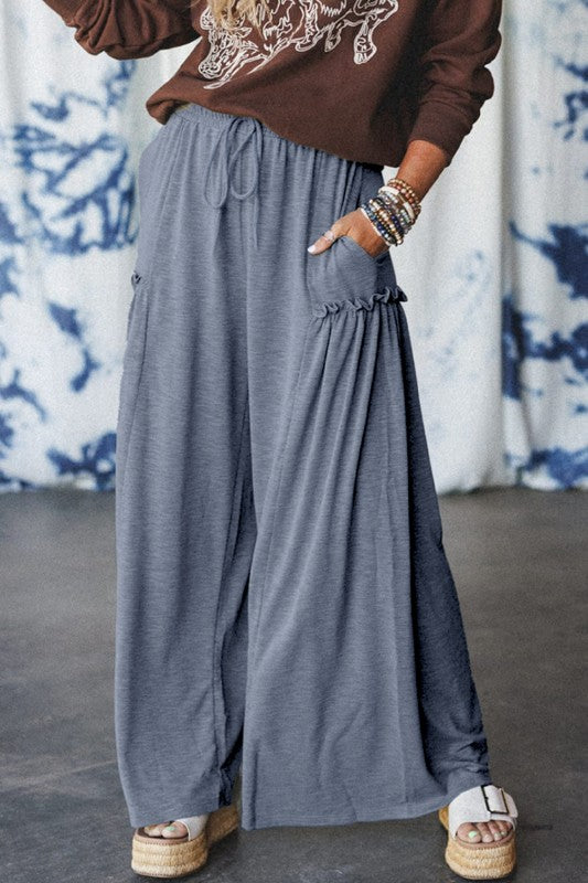 Grey Loose Wide Leg Pants