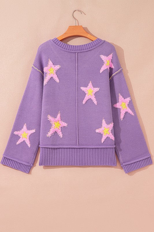 Purple Star Oversize Sweater