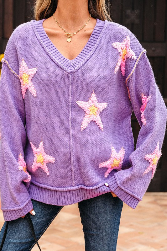 Purple Star Oversize Sweater