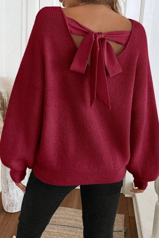 Red Ribbon Knot Sweater