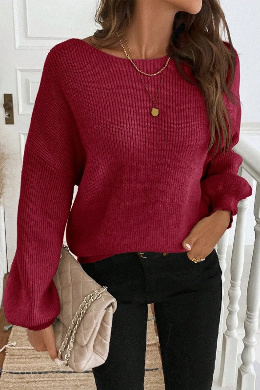 Red Ribbon Knot Sweater