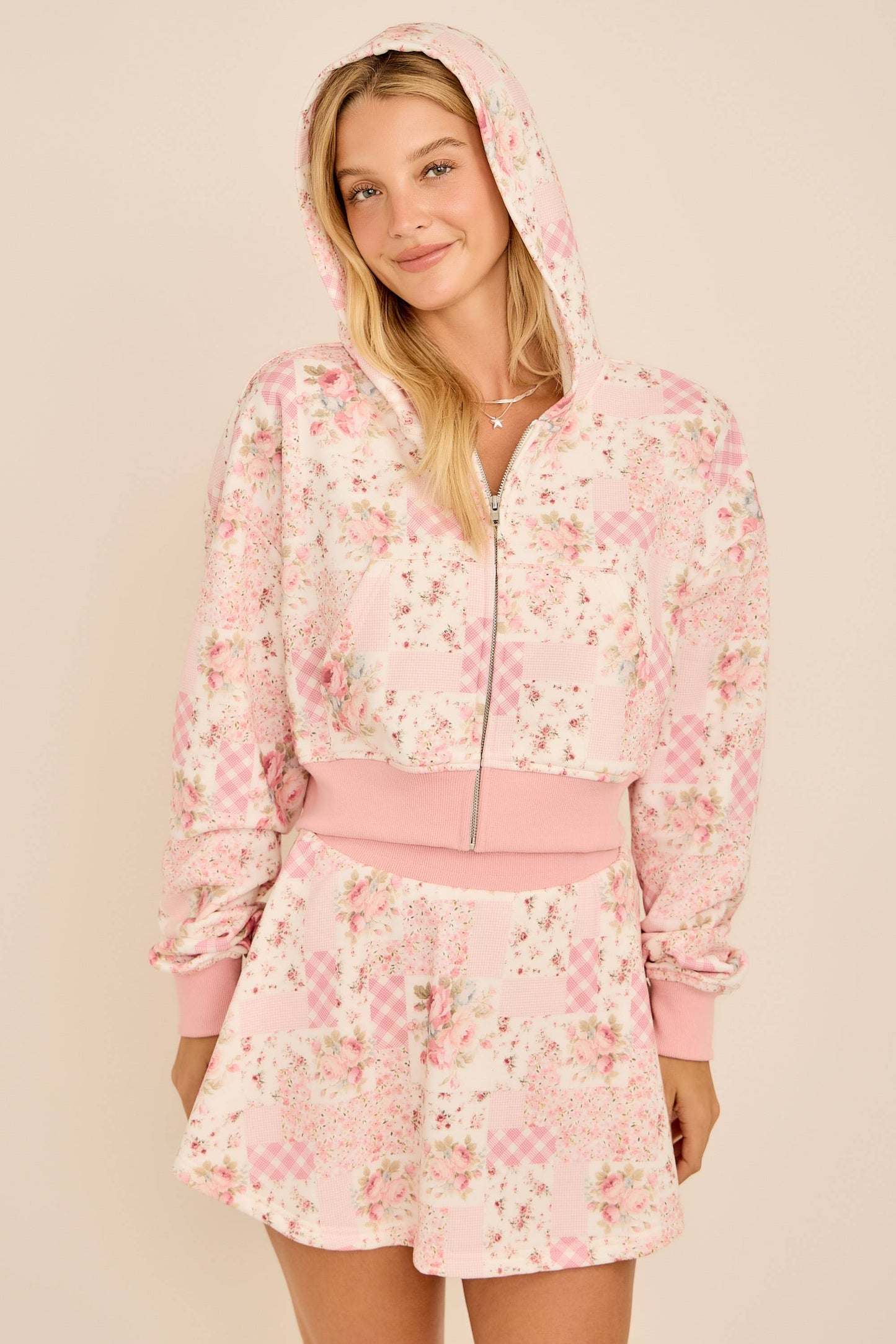 Cropped hoodie with set skort