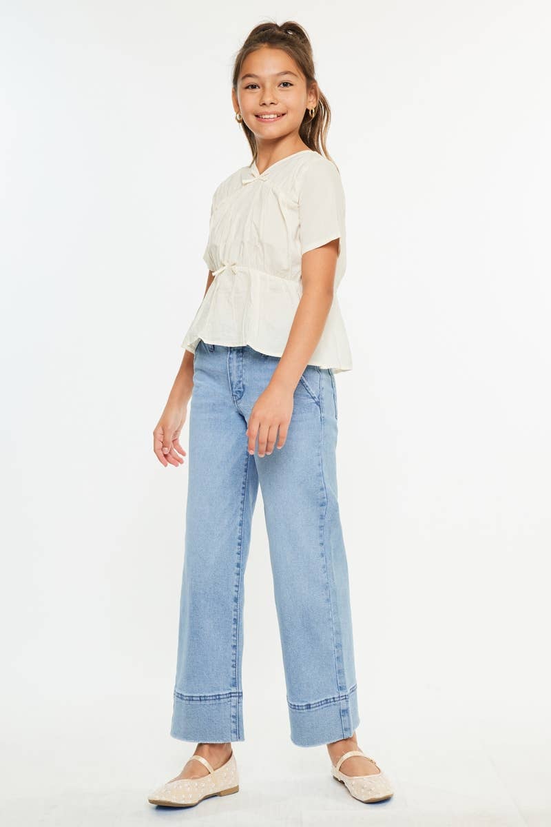 Girls HIGH RISE CROPPED WIDE LEG JEANS KanCan