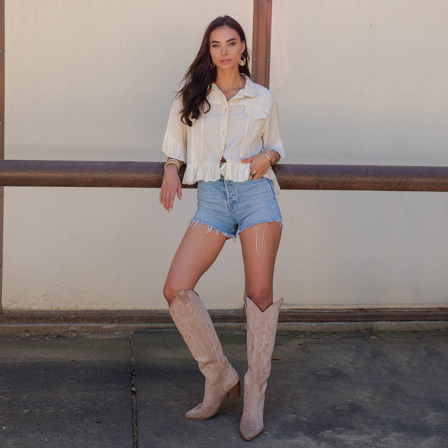Crop Jacket with Ruffled Hem