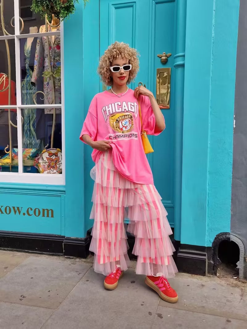 Mesh Ruffled Striped Pants